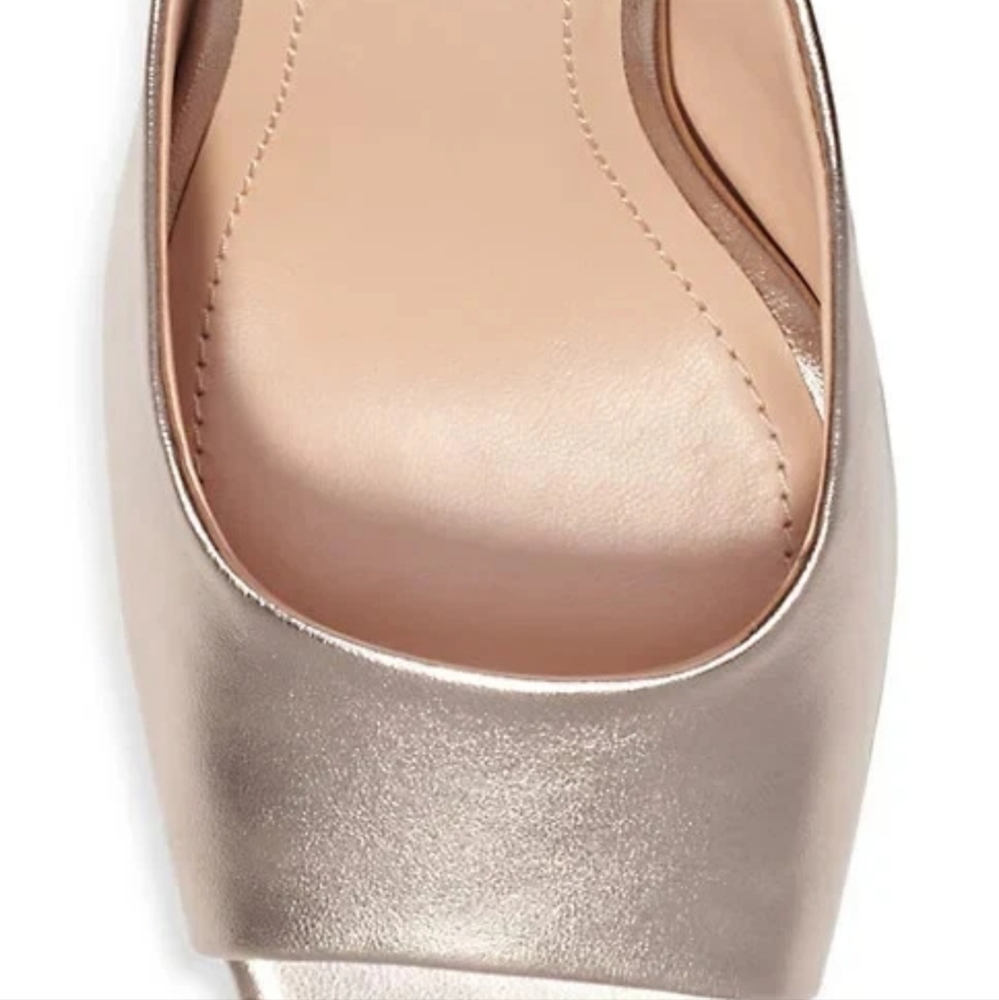 Coach Champagne Block Heel Peep-Toe Mules - Picture 5 of 6